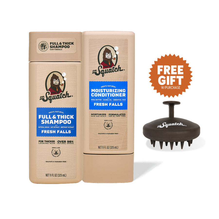 Hair Care Kit + Free Scalp Scrubber | Full & Thick Shampoo | Moisturizing Conditioner | Natural Products for Men W5