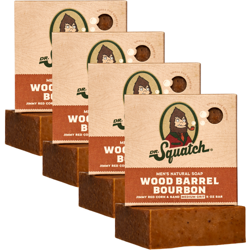 Dr. Squatch 4-Pack Wood Barrel Bourbon Natural Bar Soap gift set — product photo 1 of 2