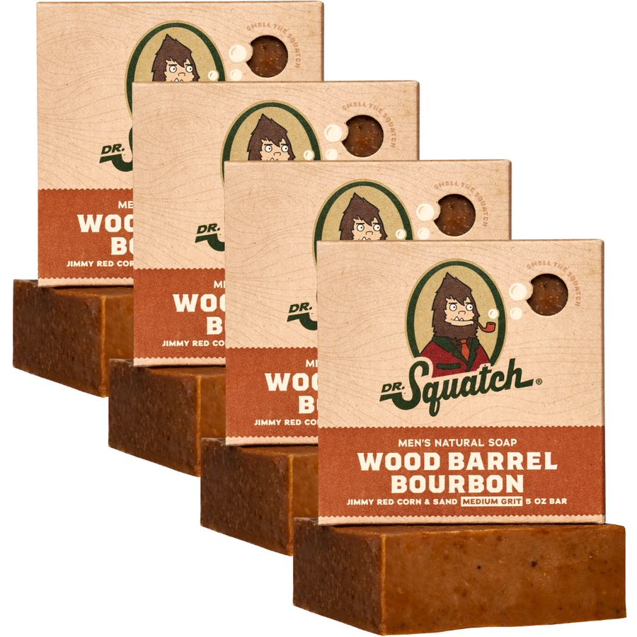 4-Pack Wood Barrel Bourbon Natural Bar Soap Y9